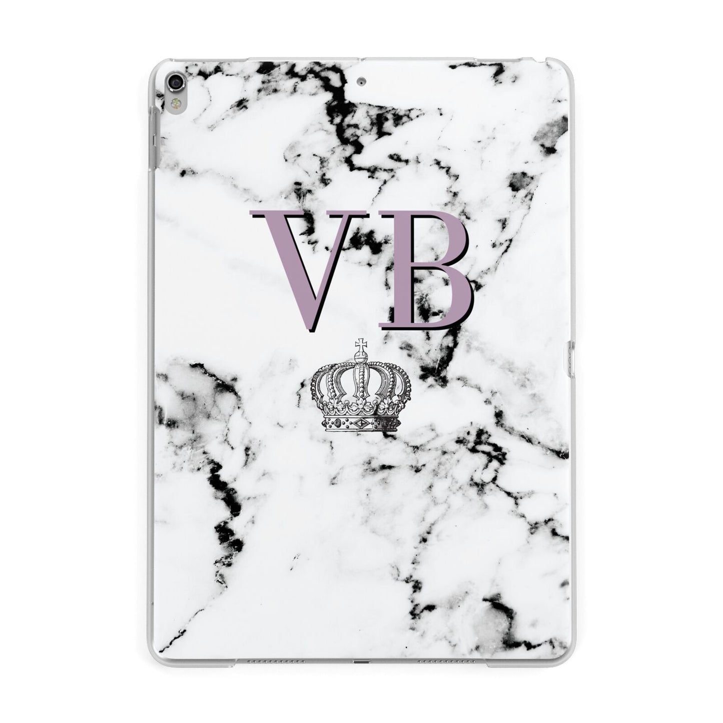 Personalised Princess Crown Initials Marble Apple iPad Silver Case