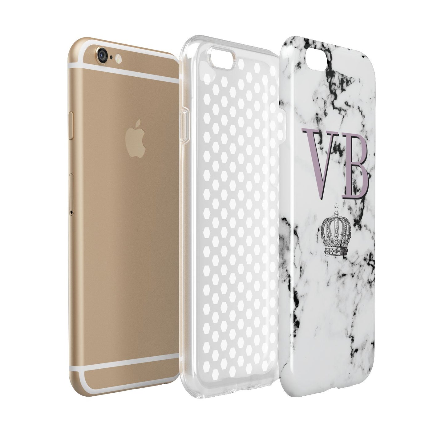 Personalised Princess Crown Initials Marble Apple iPhone 6 3D Tough Case Expanded view