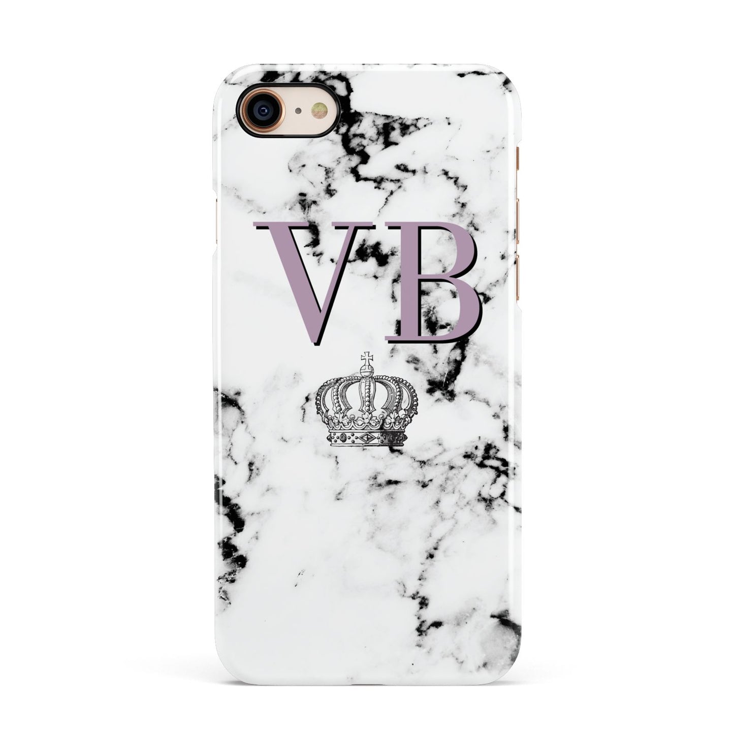 Personalised Princess Crown Initials Marble Apple iPhone 7 8 3D Snap Case