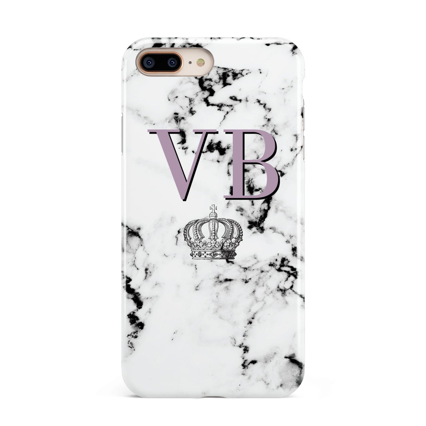 Personalised Princess Crown Initials Marble Apple iPhone 7 8 Plus 3D Tough Case