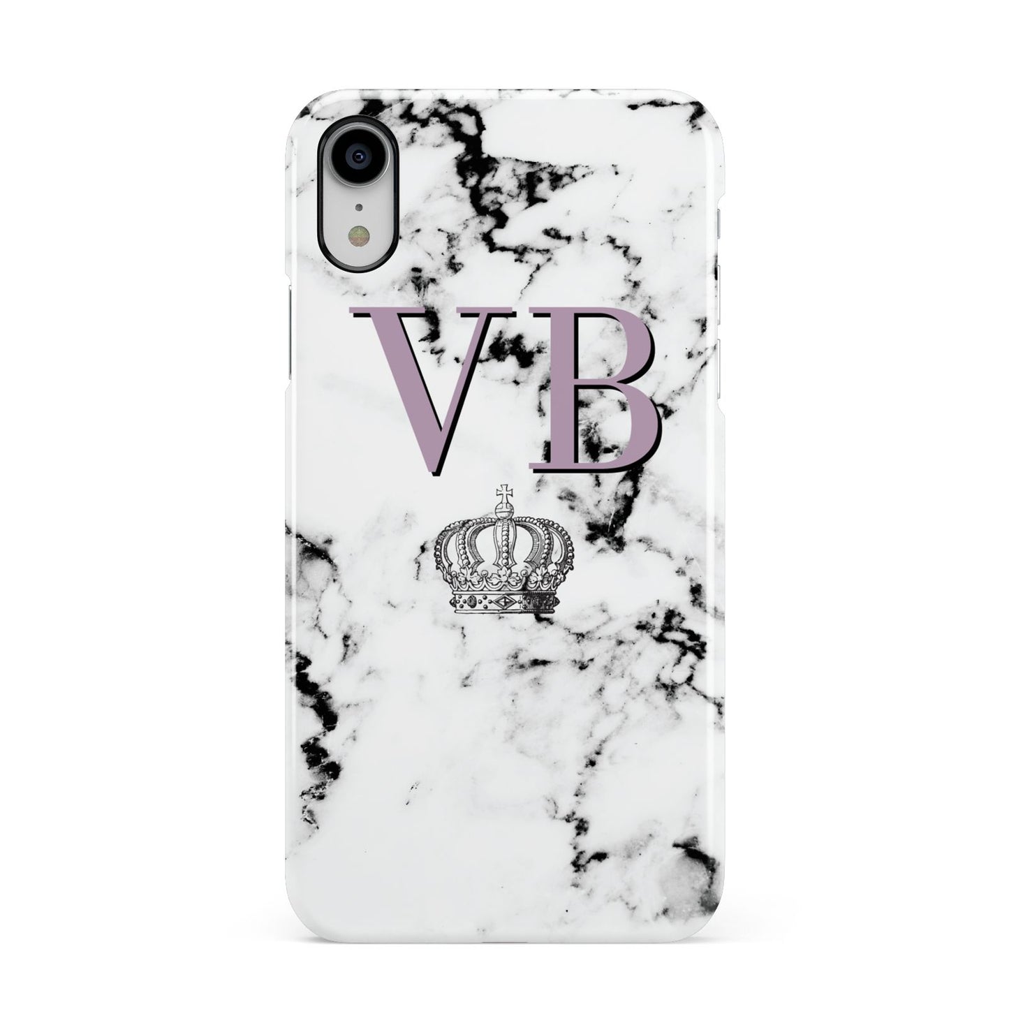 Personalised Princess Crown Initials Marble Apple iPhone XR White 3D Snap Case