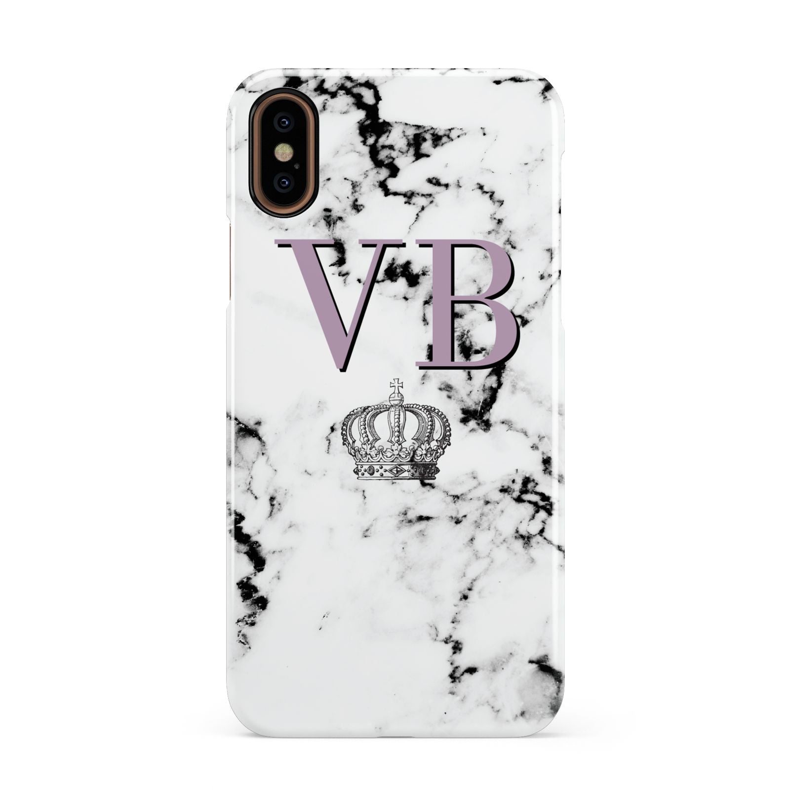 Personalised Princess Crown Initials Marble Apple iPhone XS 3D Snap Case