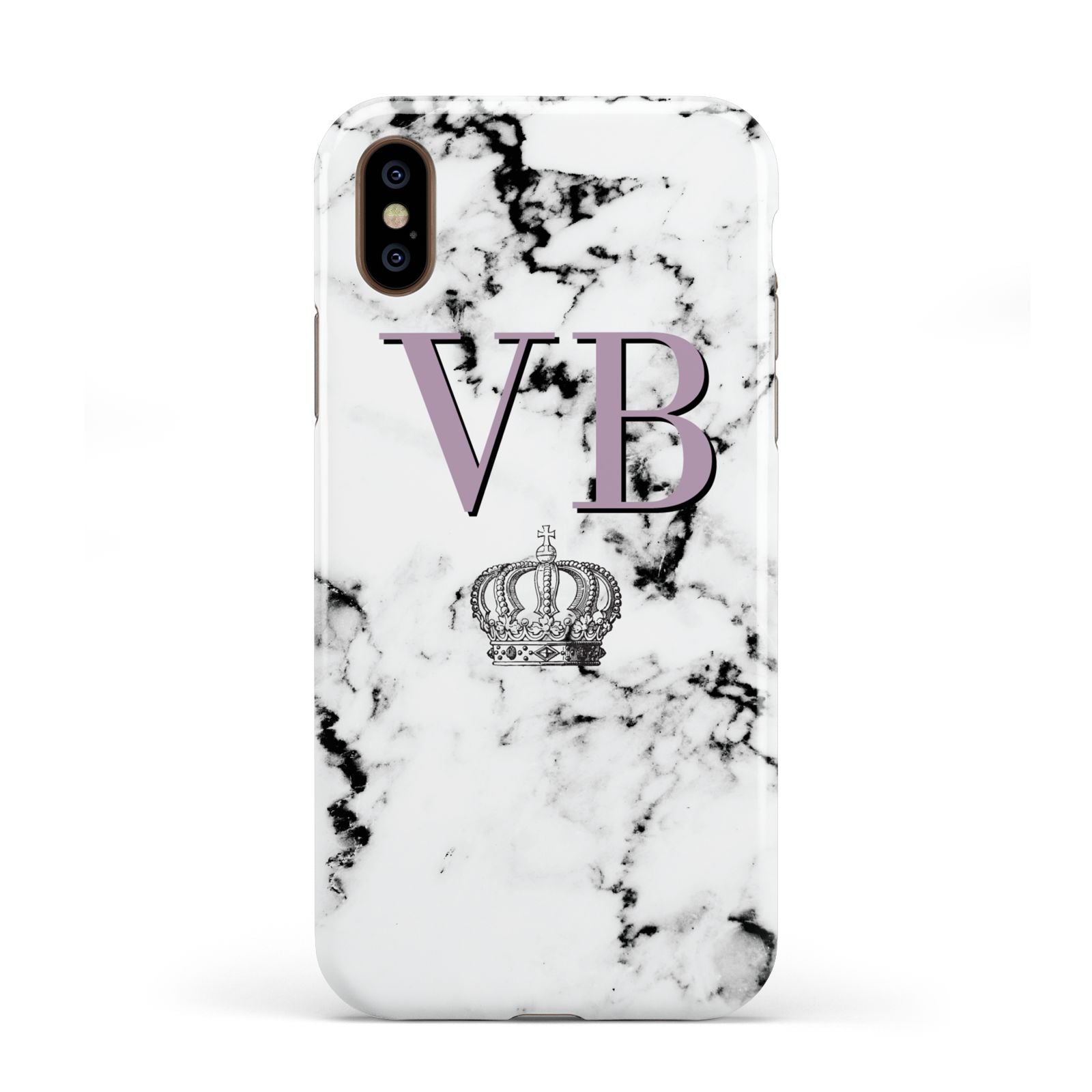 Personalised Princess Crown Initials Marble Apple iPhone XS 3D Tough