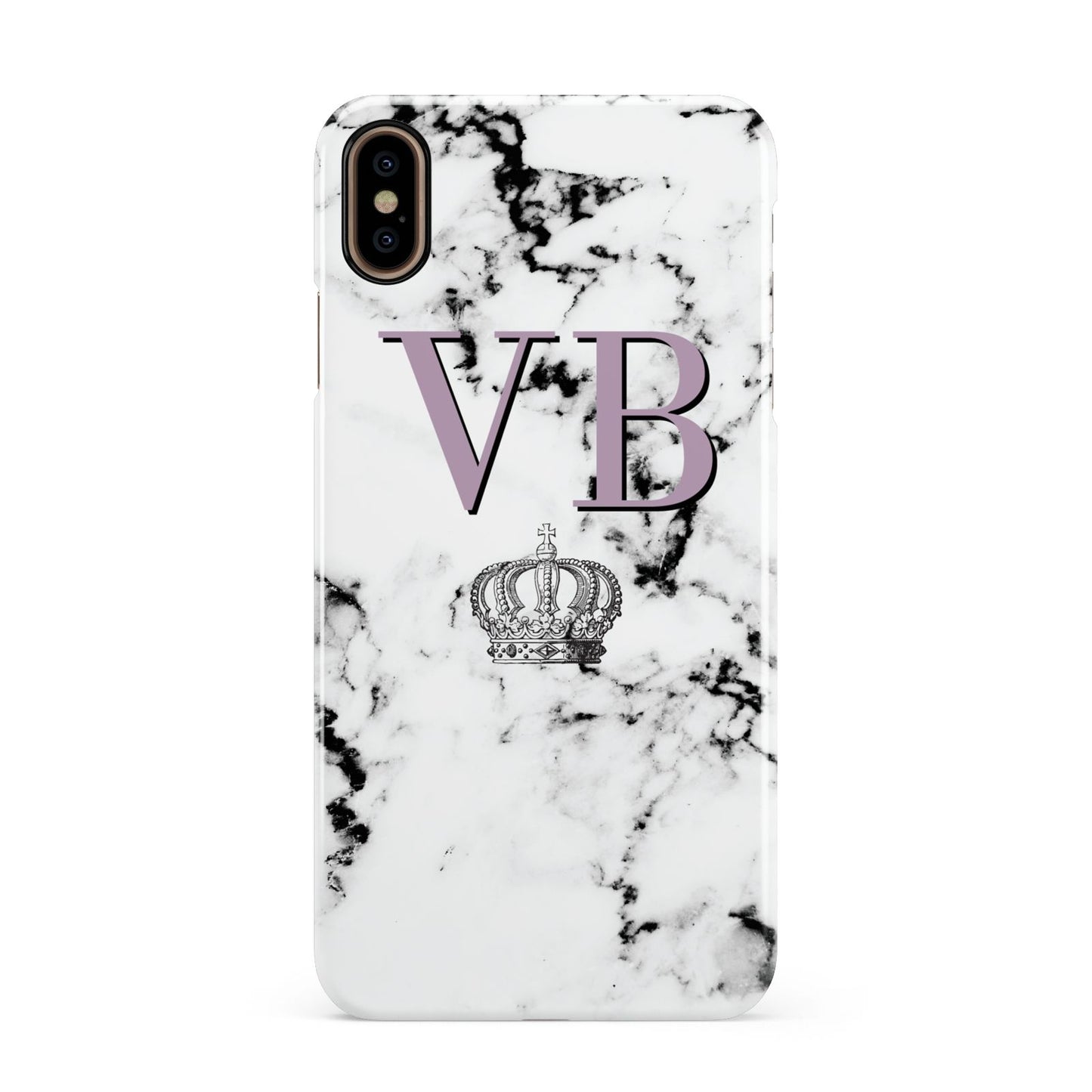 Personalised Princess Crown Initials Marble Apple iPhone Xs Max 3D Snap Case