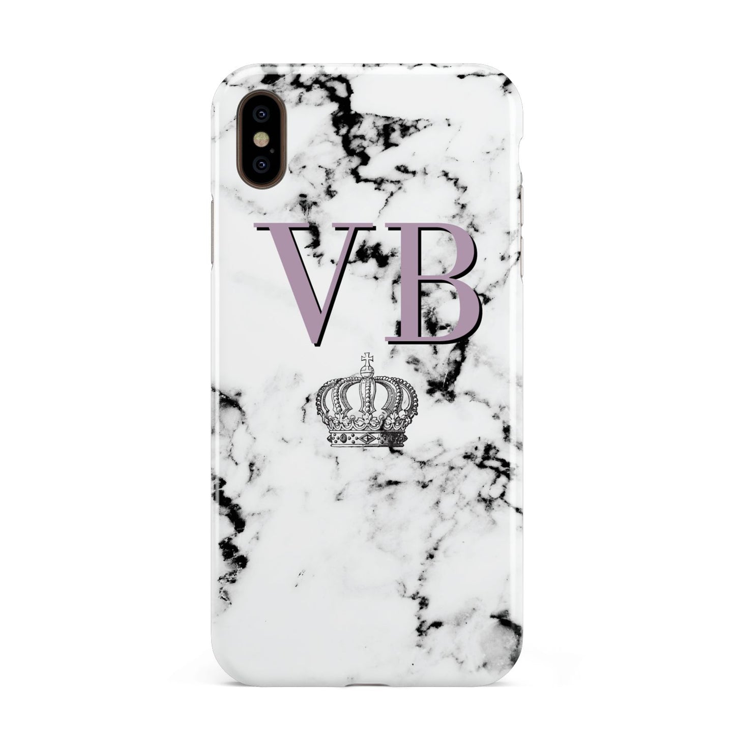 Personalised Princess Crown Initials Marble Apple iPhone Xs Max 3D Tough Case