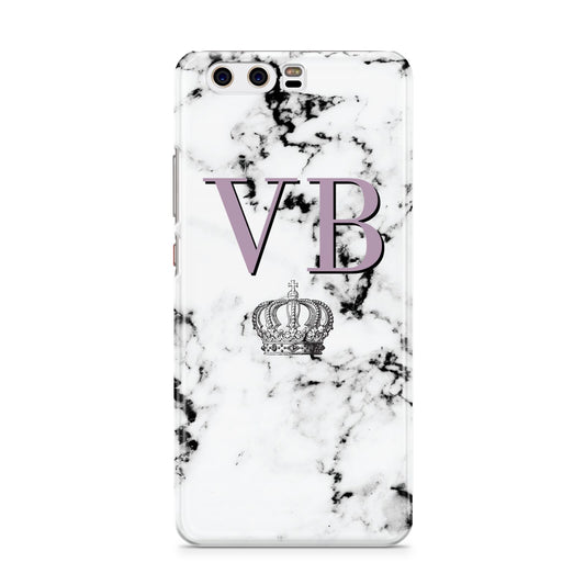 Personalised Princess Crown Initials Marble Huawei P10 Phone Case