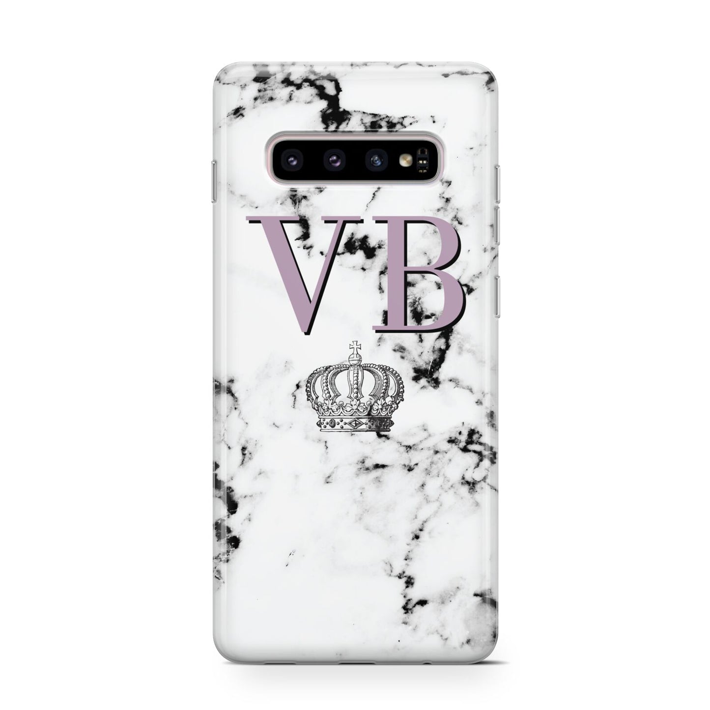 Personalised Princess Crown Initials Marble Protective Samsung Galaxy Case