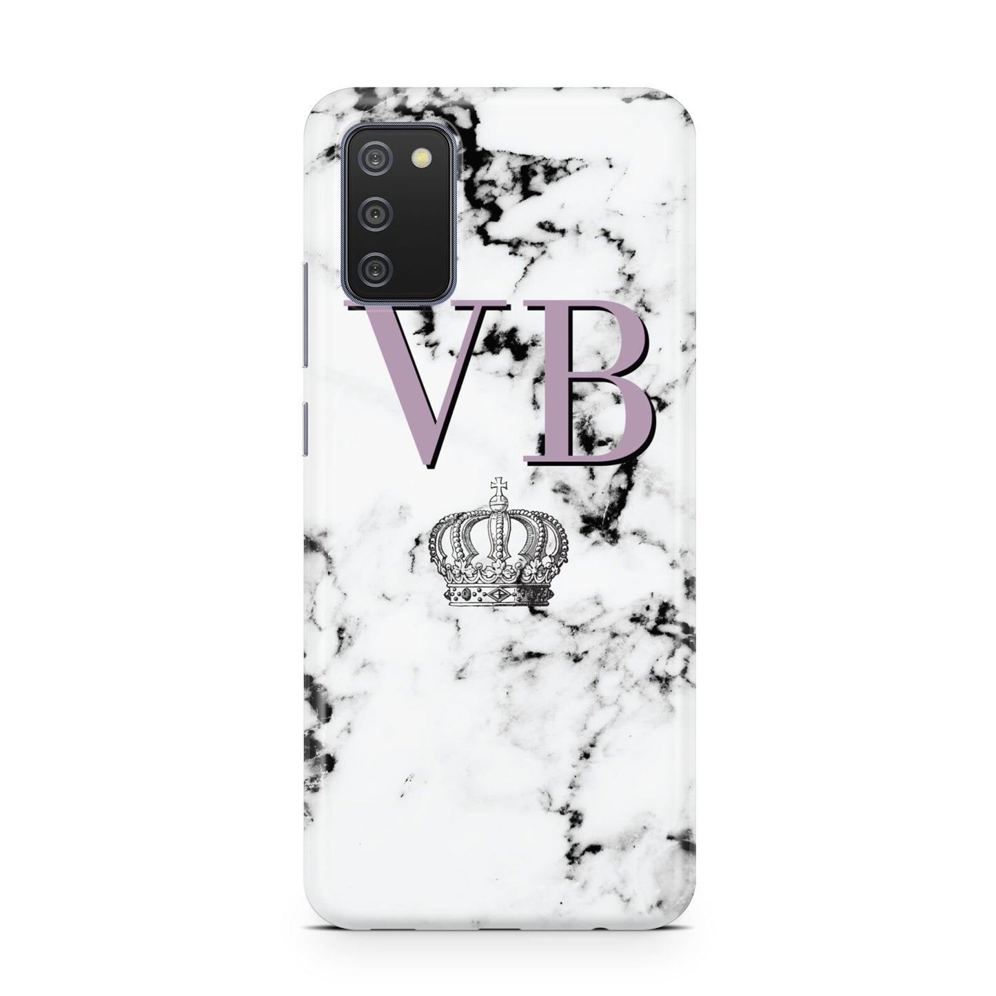 Personalised Princess Crown Initials Marble Samsung A02s Case