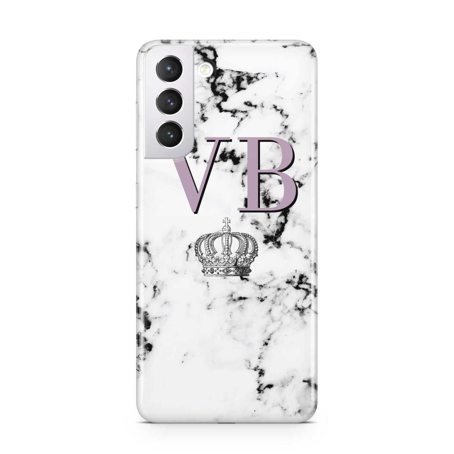 Personalised Princess Crown Initials Marble Samsung S21 Case