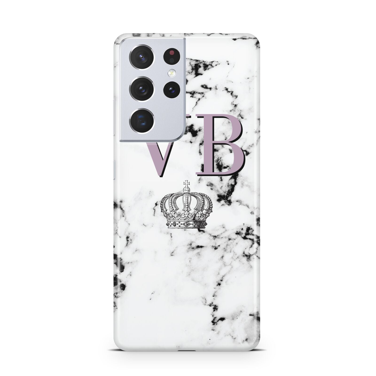 Personalised Princess Crown Initials Marble Samsung S21 Ultra Case