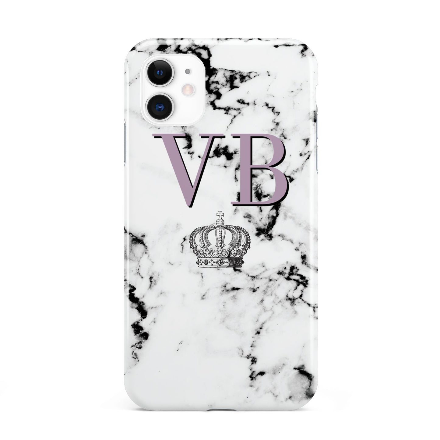 Personalised Princess Crown Initials Marble iPhone 11 3D Tough Case