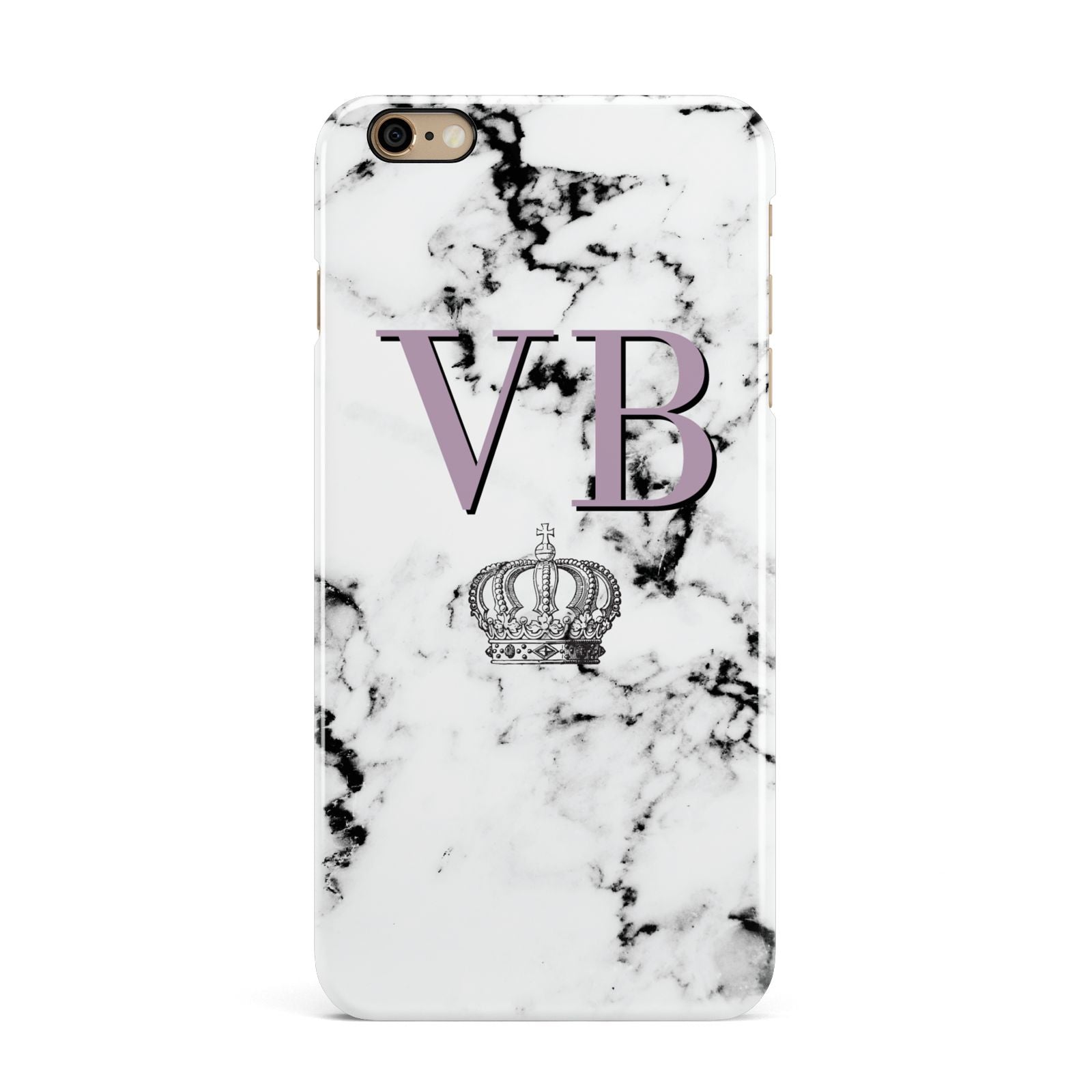 Personalised Princess Crown Initials Marble iPhone 6 Plus 3D Snap Case on Gold Phone