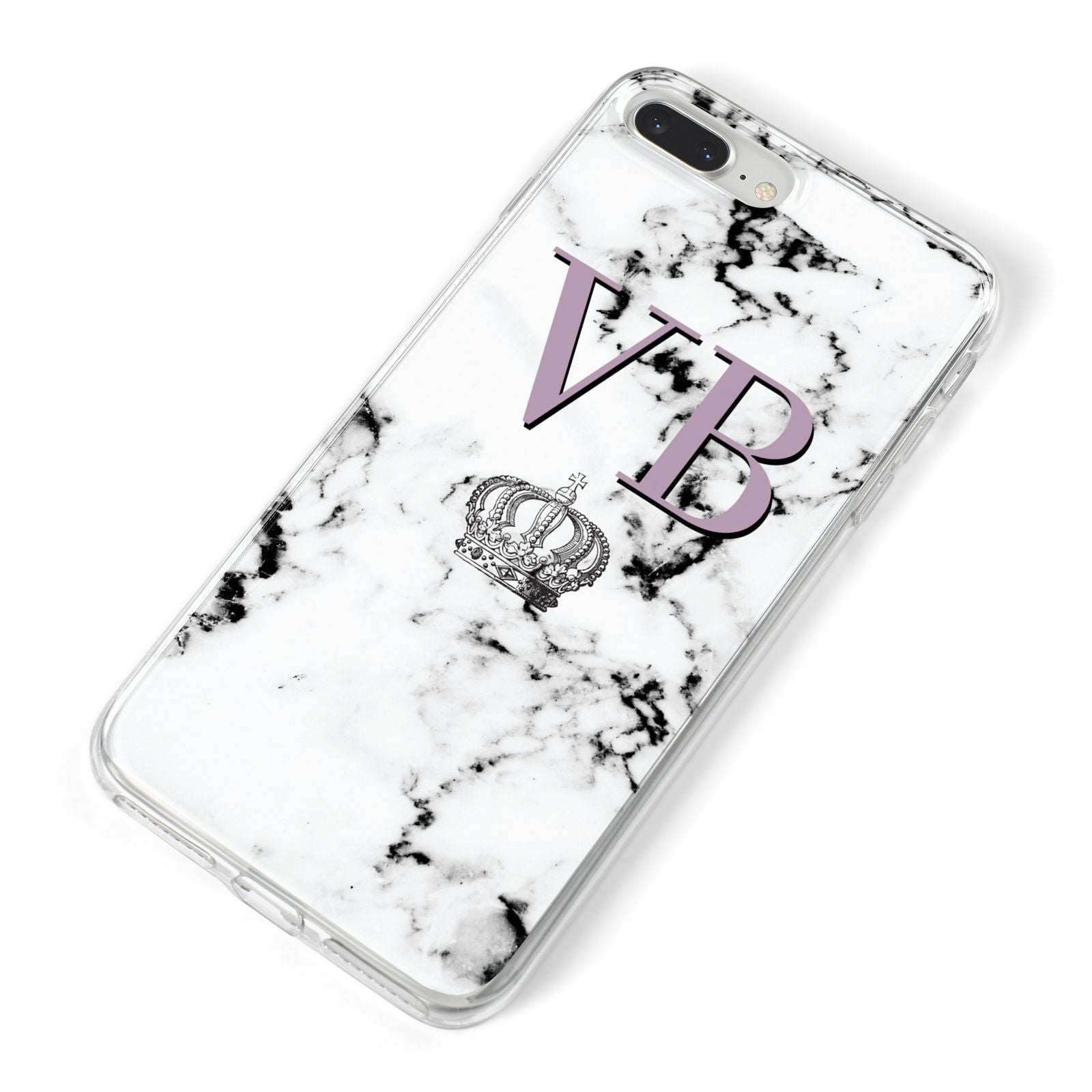 Personalised Princess Crown Initials Marble iPhone 8 Plus Bumper Case on Silver iPhone Alternative Image