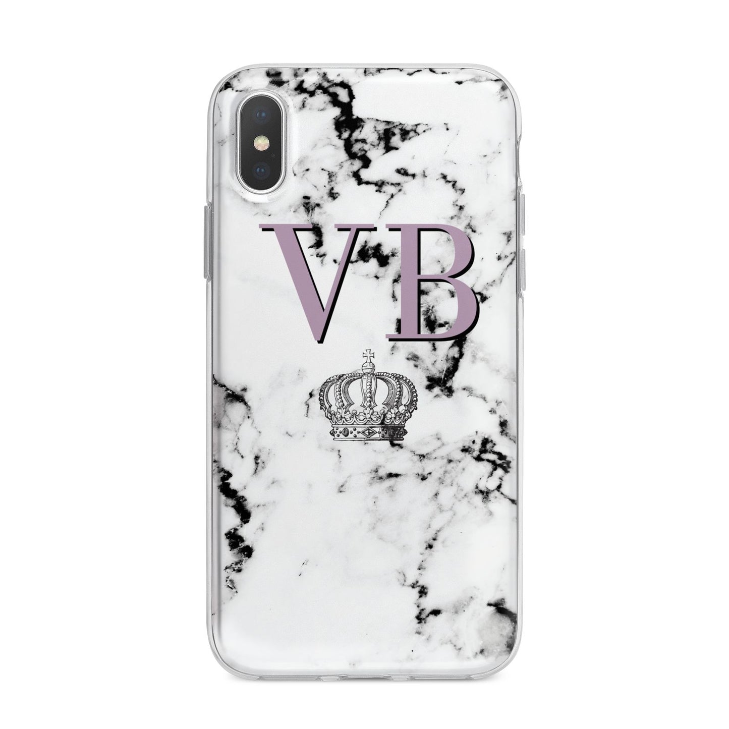 Personalised Princess Crown Initials Marble iPhone X Bumper Case on Silver iPhone Alternative Image 1