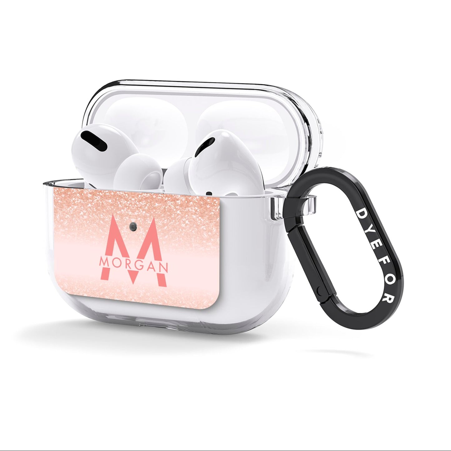 Personalised Printed Glitter Name Initials AirPods Clear Case 3rd Gen Side Image