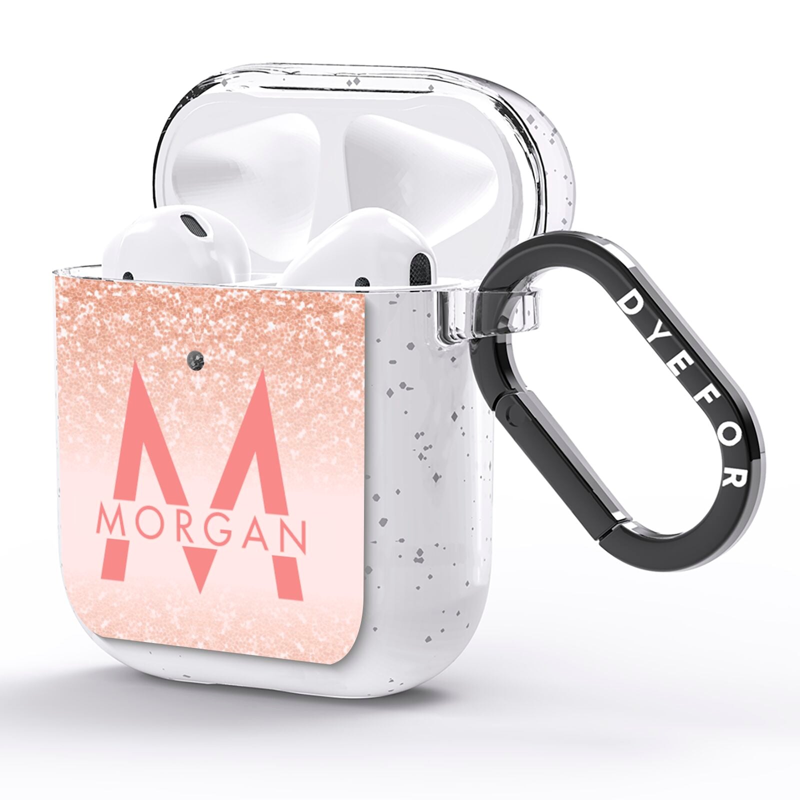 Personalised Printed Glitter Name Initials AirPods Glitter Case Side Image