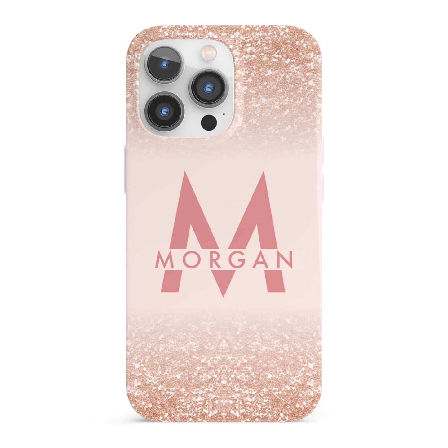 Personalised Printed Glitter Name Initials iPhone 13 Pro Full Wrap 3D Snap Case