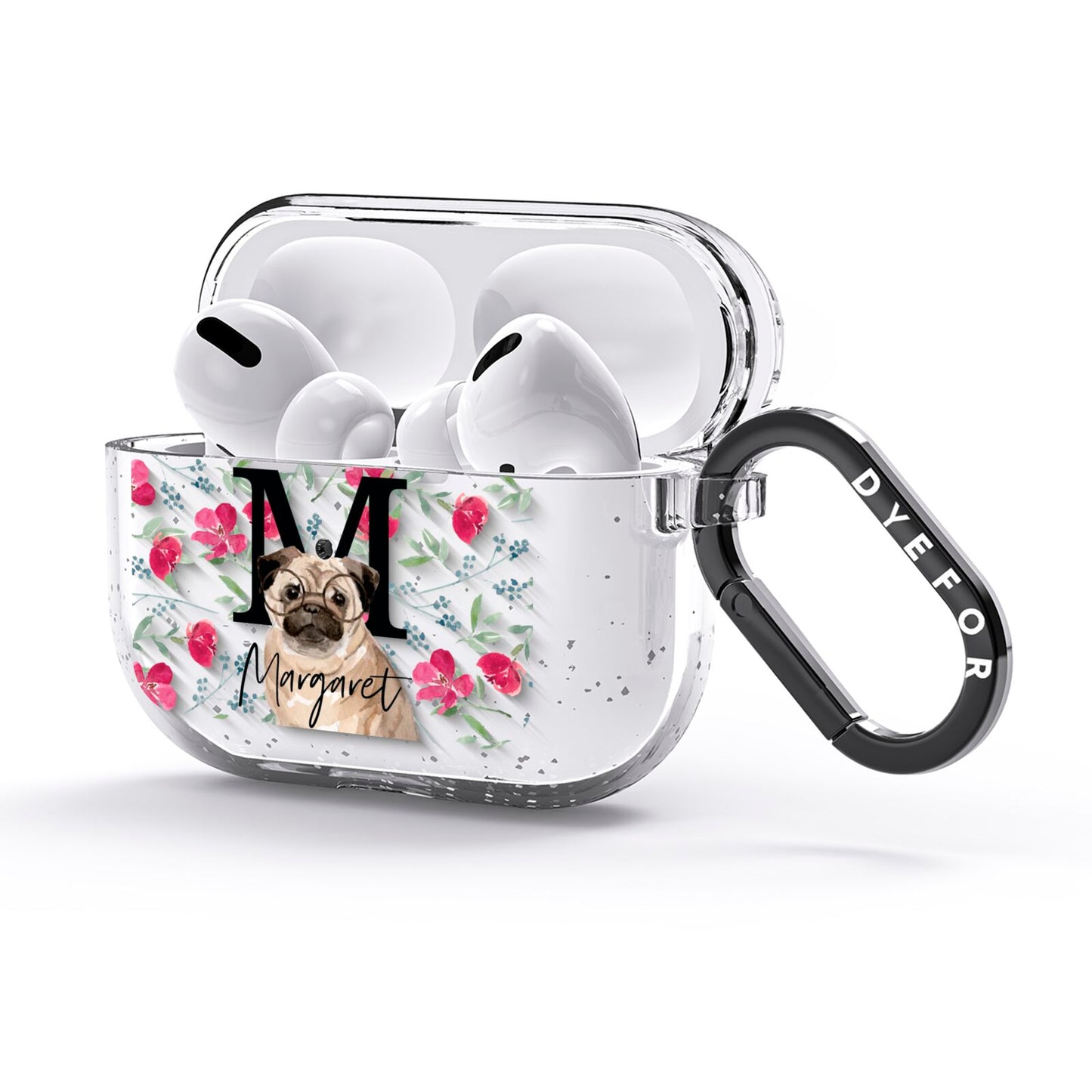 Personalised Pug Dog AirPods Glitter Case 3rd Gen Side Image