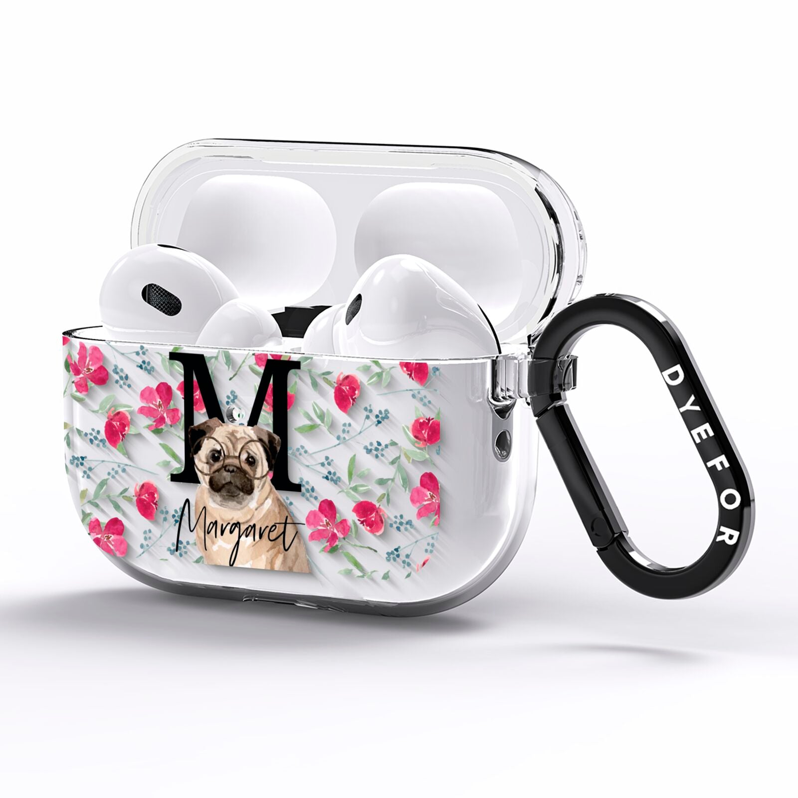 Personalised Pug Dog AirPods Pro Clear Case Side Image