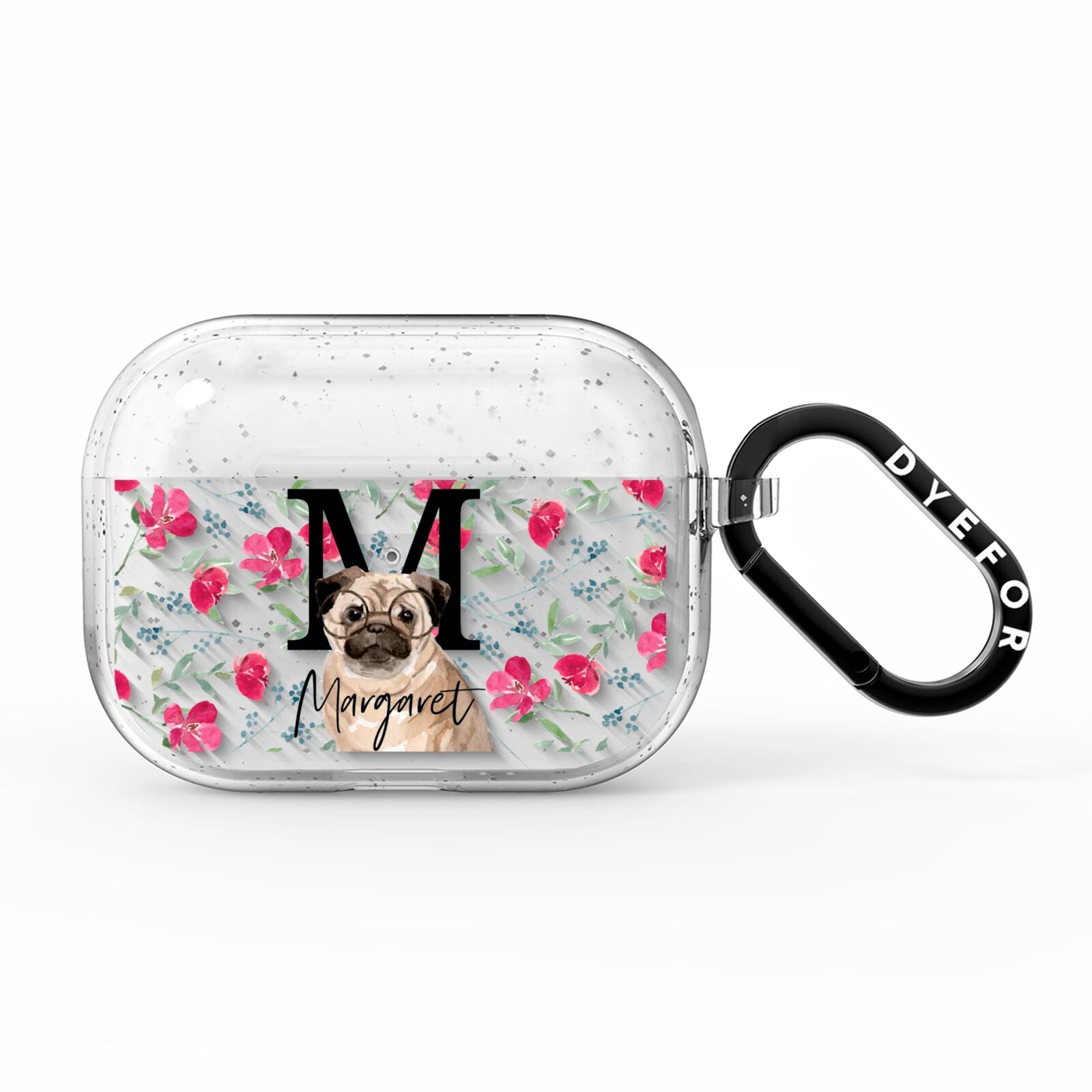 Personalised Pug Dog AirPods Pro Glitter Case