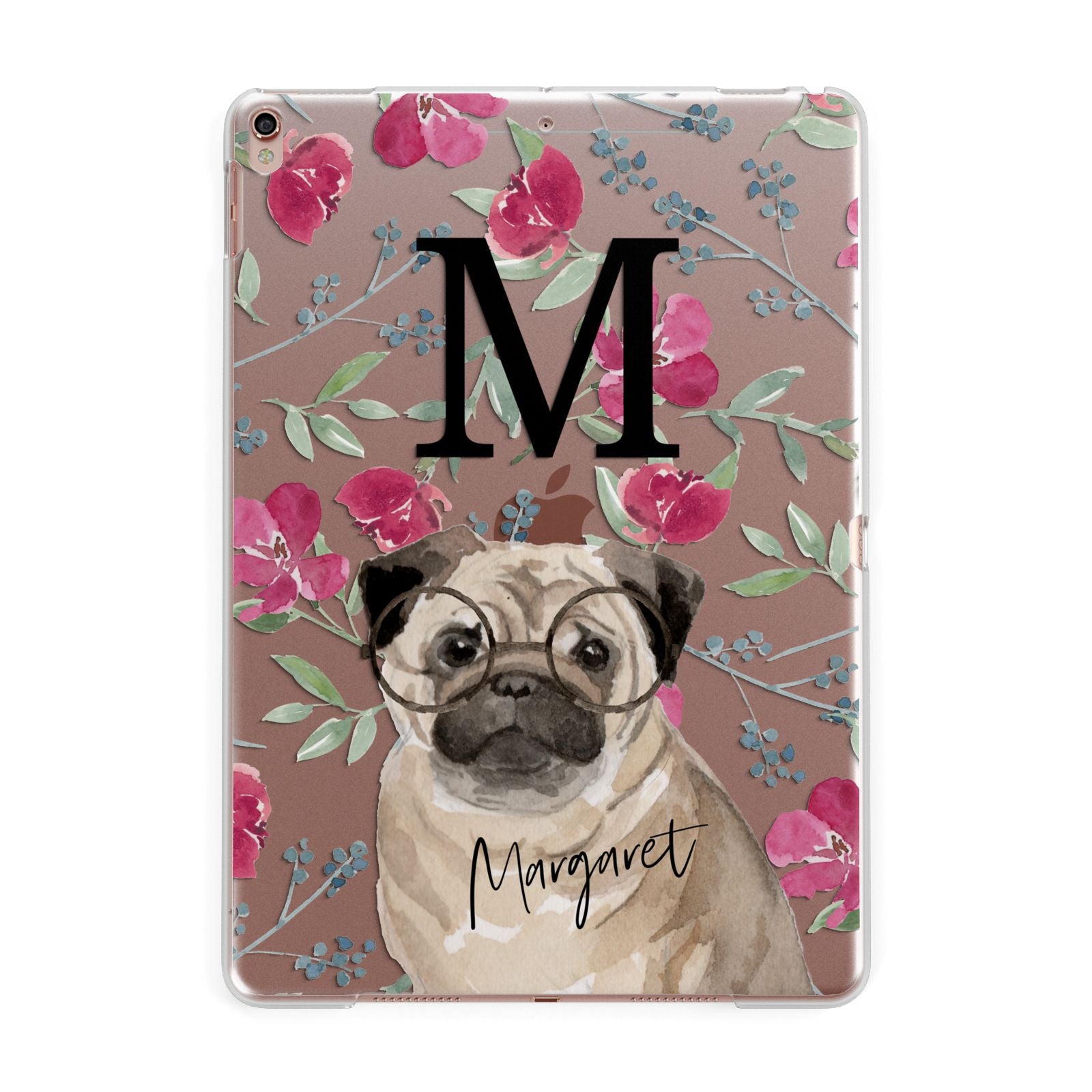 Personalised Pug Dog Apple iPad Rose Gold Case