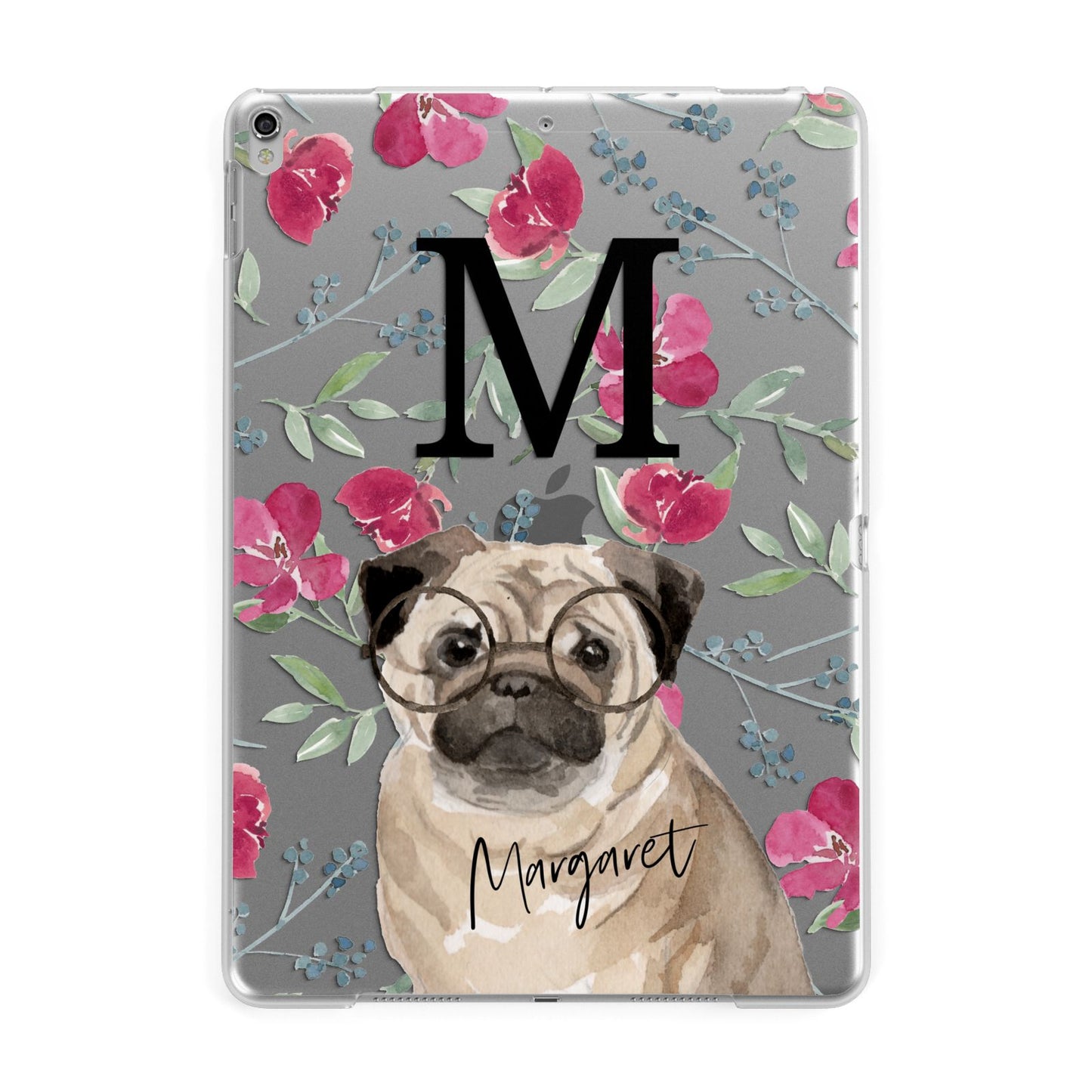 Personalised Pug Dog Apple iPad Silver Case