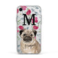 Personalised Pug Dog Apple iPhone XR Impact Case White Edge on Silver Phone