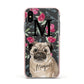 Personalised Pug Dog Apple iPhone Xs Impact Case Pink Edge on Black Phone