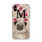 Personalised Pug Dog Apple iPhone Xs Impact Case White Edge on Gold Phone