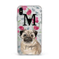 Personalised Pug Dog Apple iPhone Xs Max Impact Case White Edge on Silver Phone