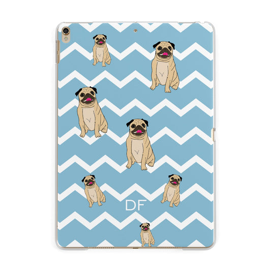 Personalised Pug Initials Apple iPad Gold Case