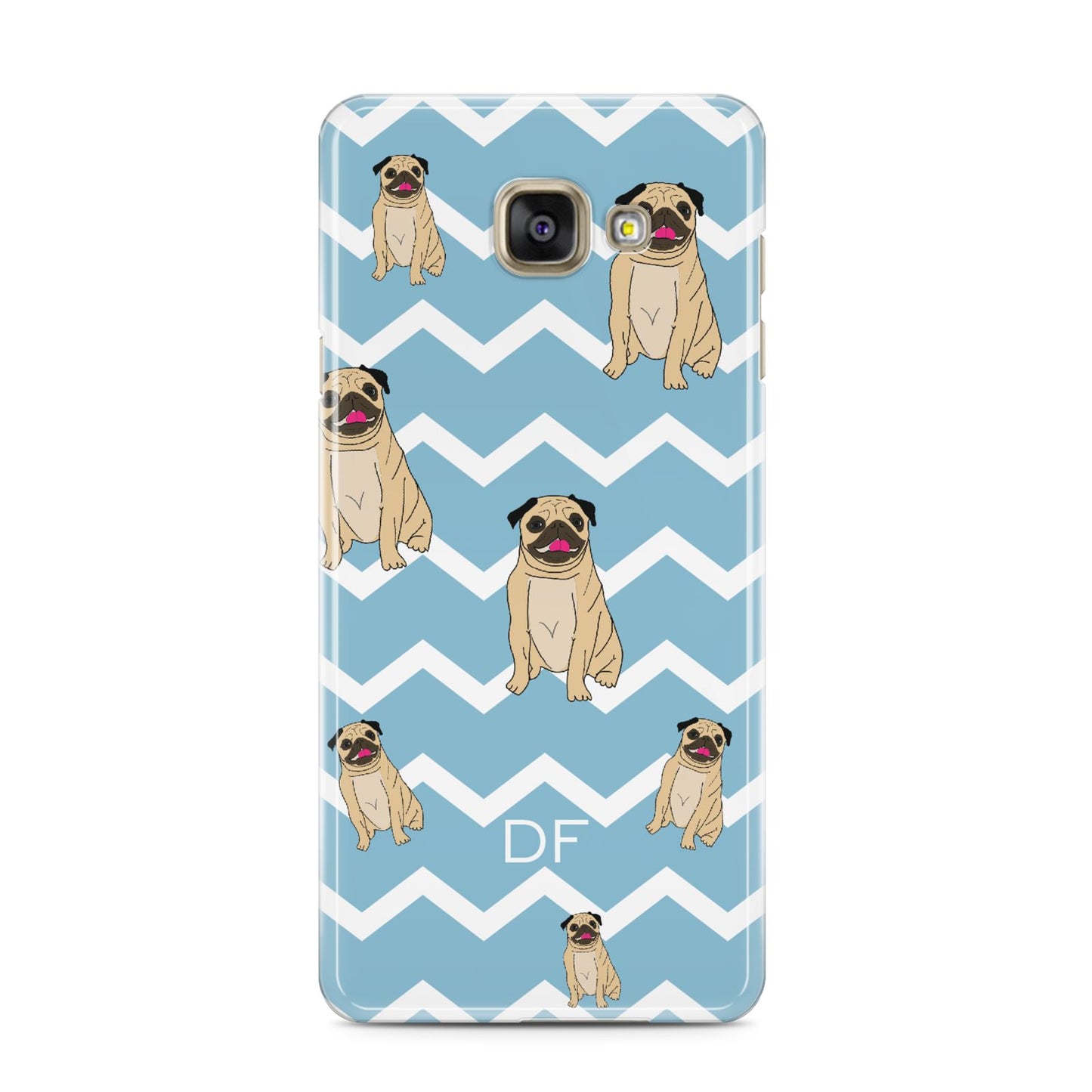 Personalised Pug Initials Samsung Galaxy A3 2016 Case on gold phone