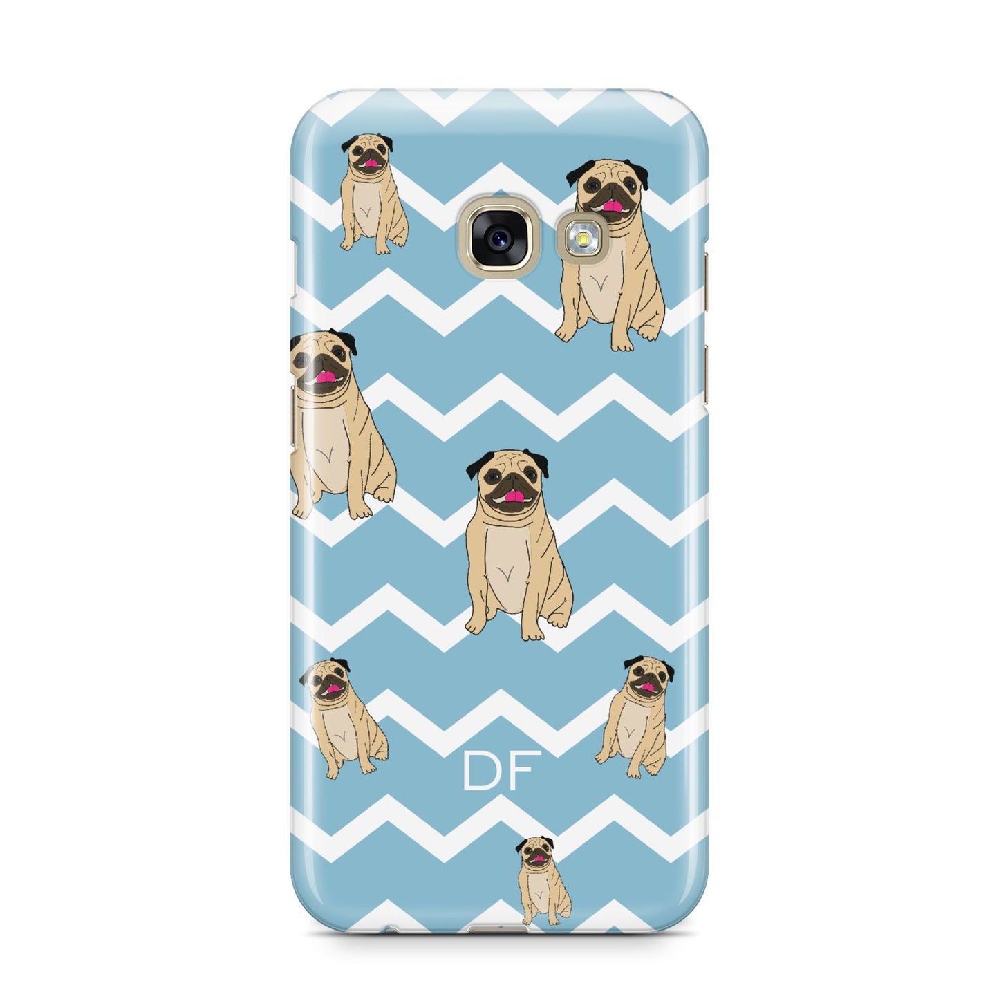 Personalised Pug Initials Samsung Galaxy A3 2017 Case on gold phone