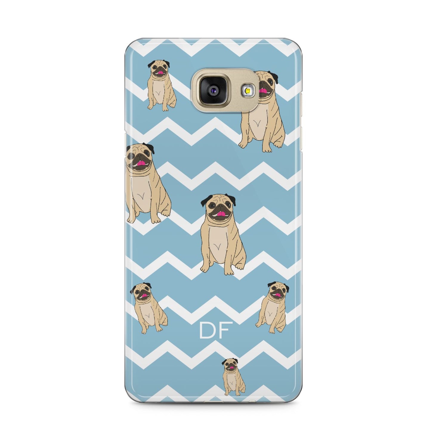 Personalised Pug Initials Samsung Galaxy A5 2016 Case on gold phone