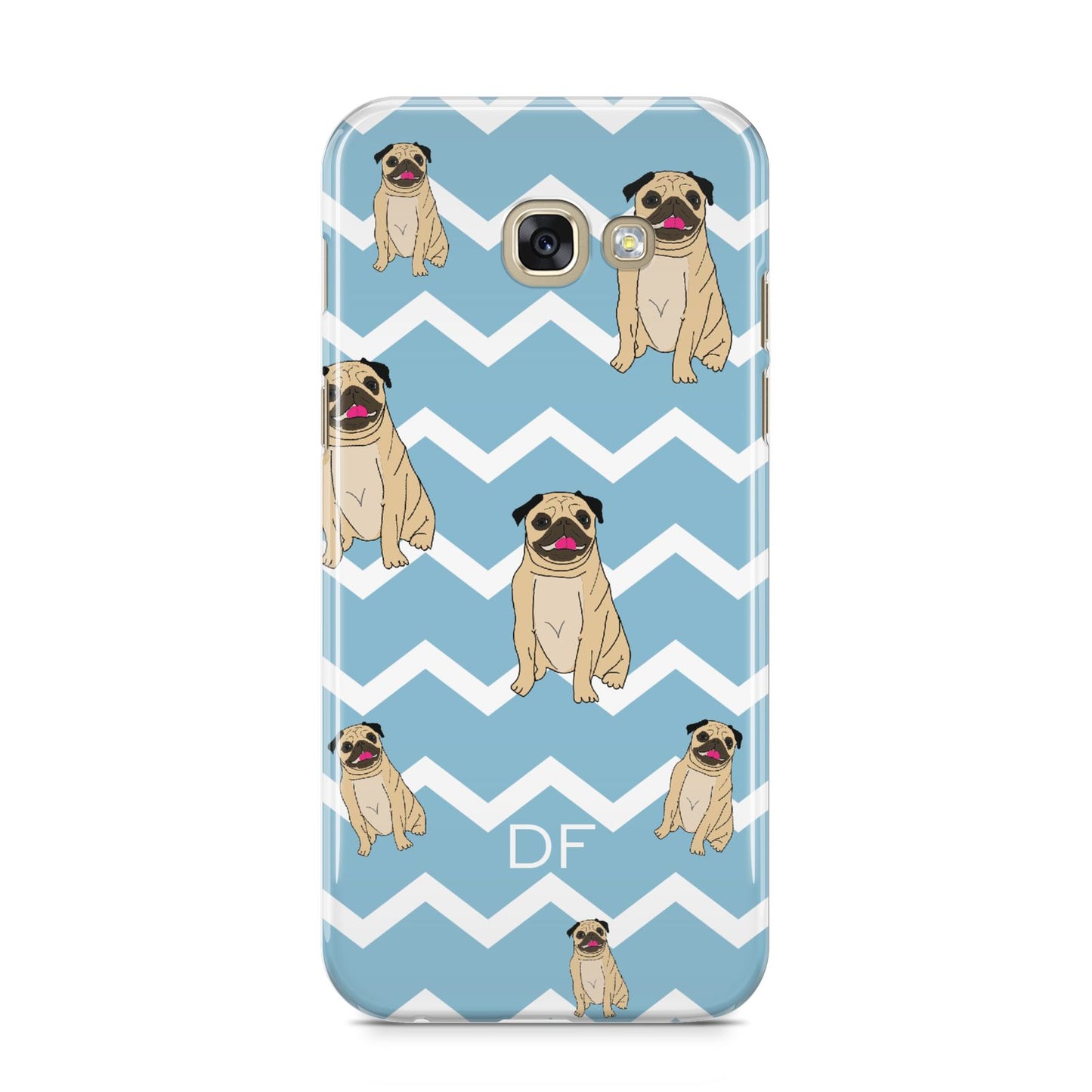 Personalised Pug Initials Samsung Galaxy A5 2017 Case on gold phone