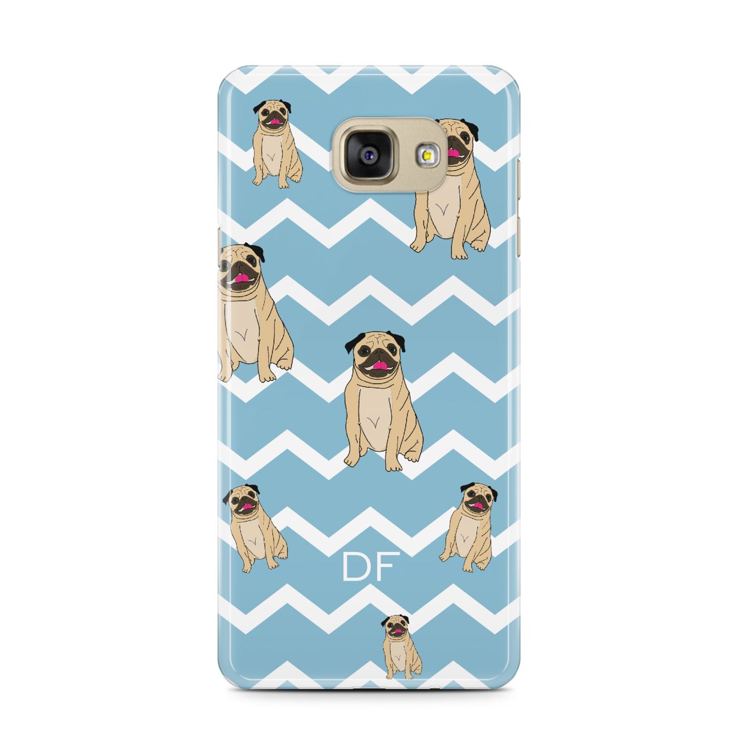 Personalised Pug Initials Samsung Galaxy A7 2016 Case on gold phone