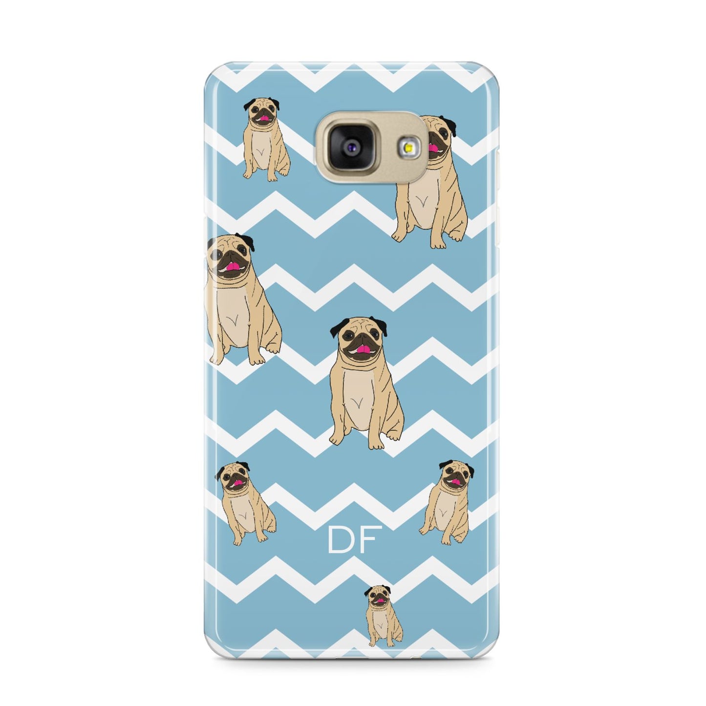 Personalised Pug Initials Samsung Galaxy A9 2016 Case on gold phone