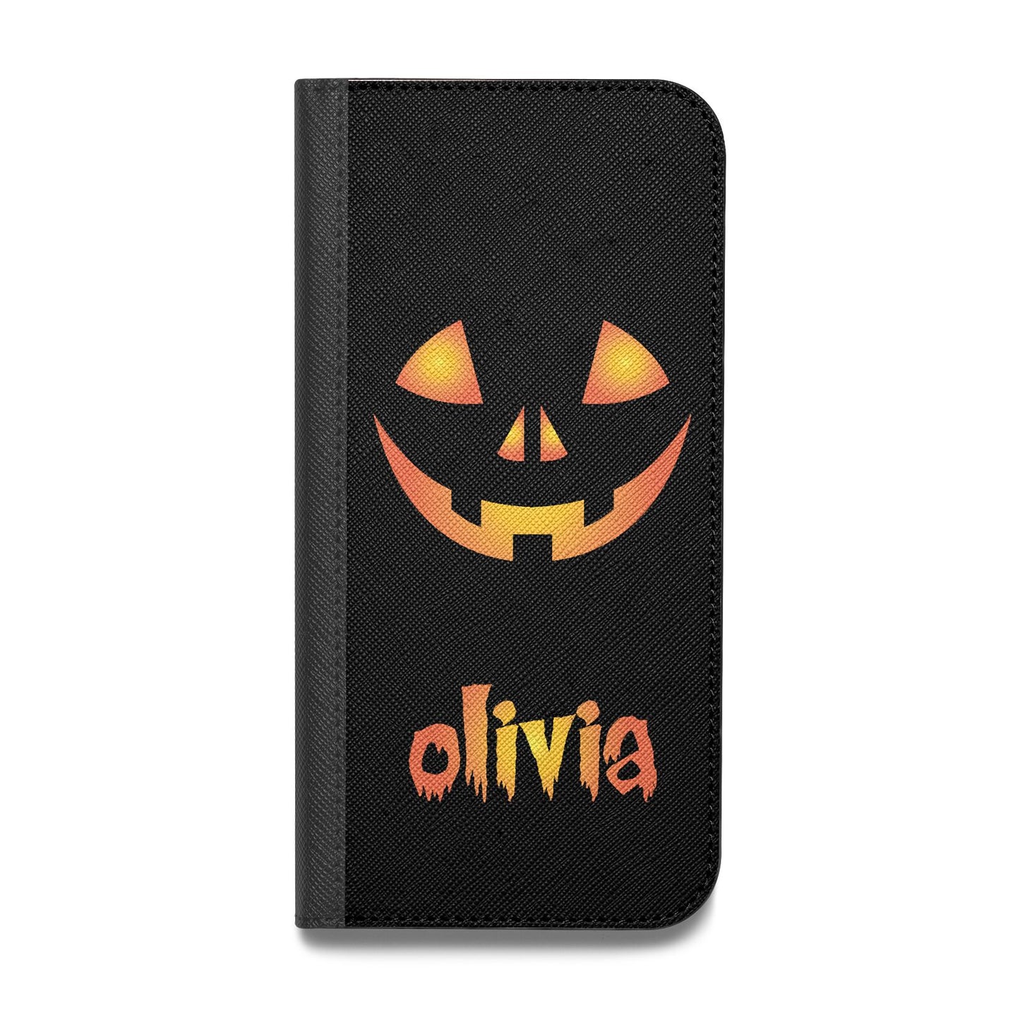 Personalised Pumpkin Face Halloween Vegan Leather Flip Samsung Case