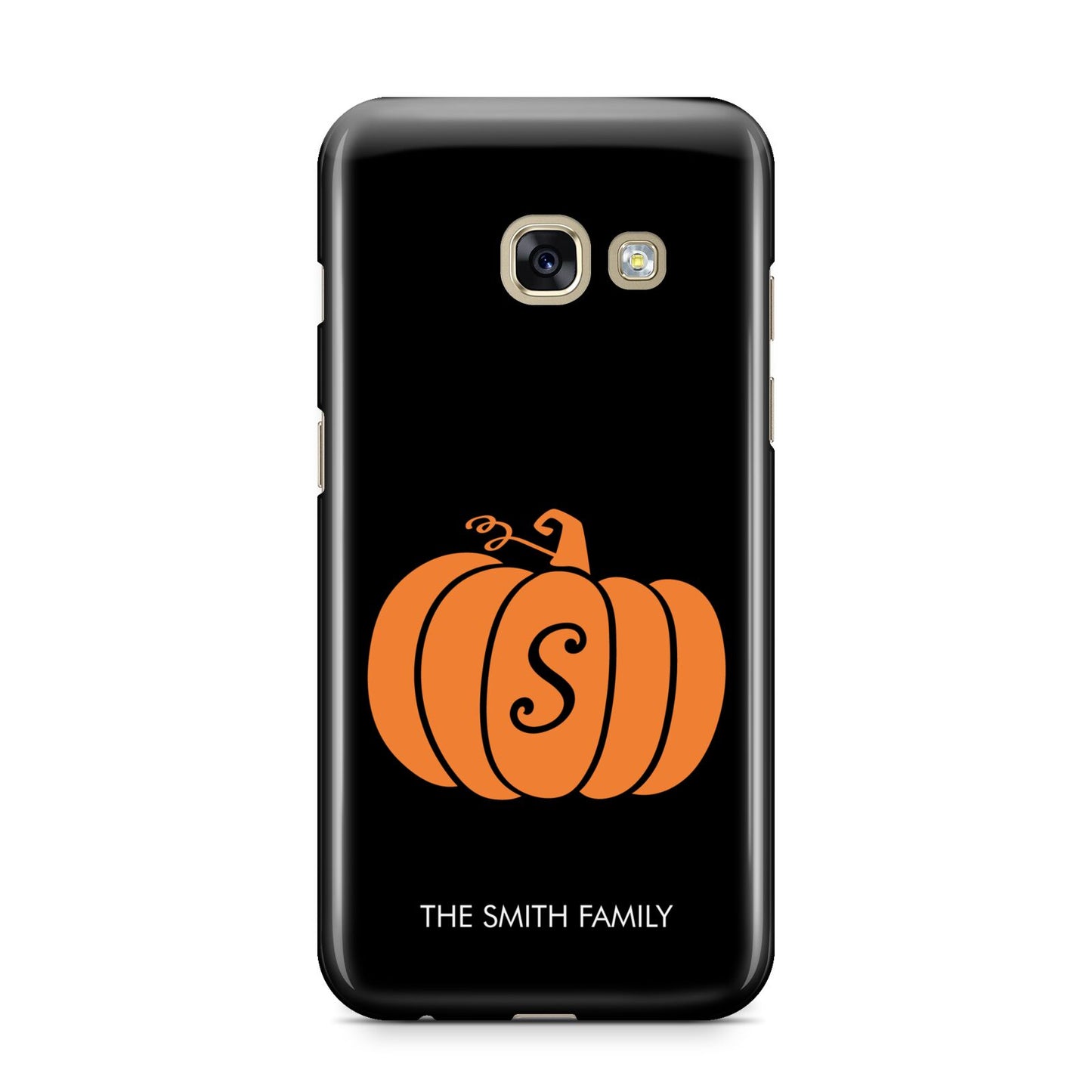 Personalised Pumpkin Samsung Galaxy A3 2017 Case on gold phone