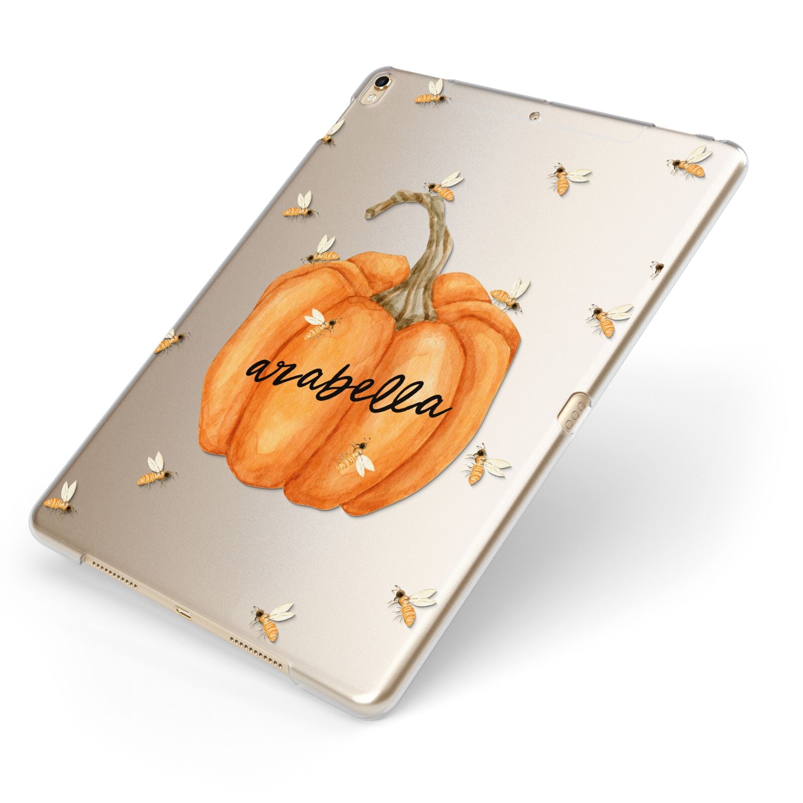 Personalised Pumpkin with Bees Apple iPad Case on Gold iPad Side View