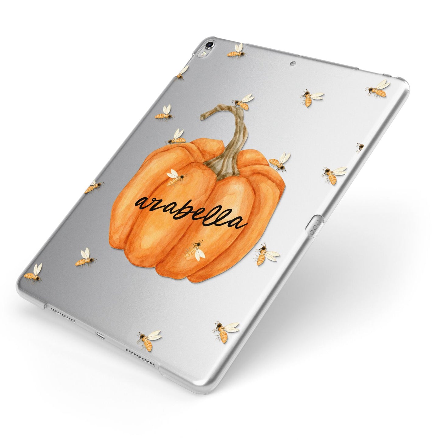 Personalised Pumpkin with Bees Apple iPad Case on Silver iPad Side View