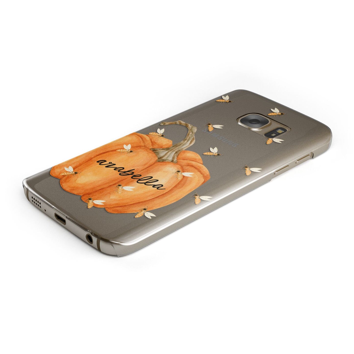 Personalised Pumpkin with Bees Protective Samsung Galaxy Case Angled Image