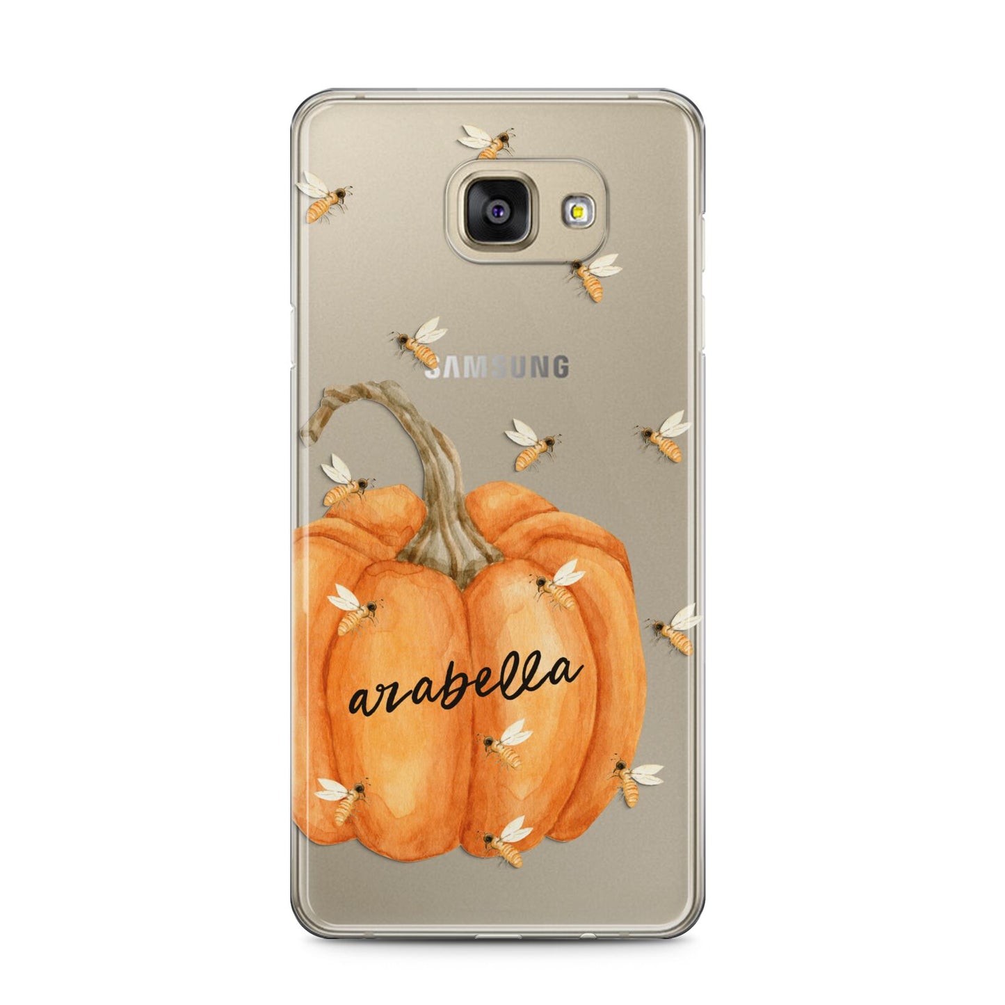 Personalised Pumpkin with Bees Samsung Galaxy A5 2016 Case on gold phone