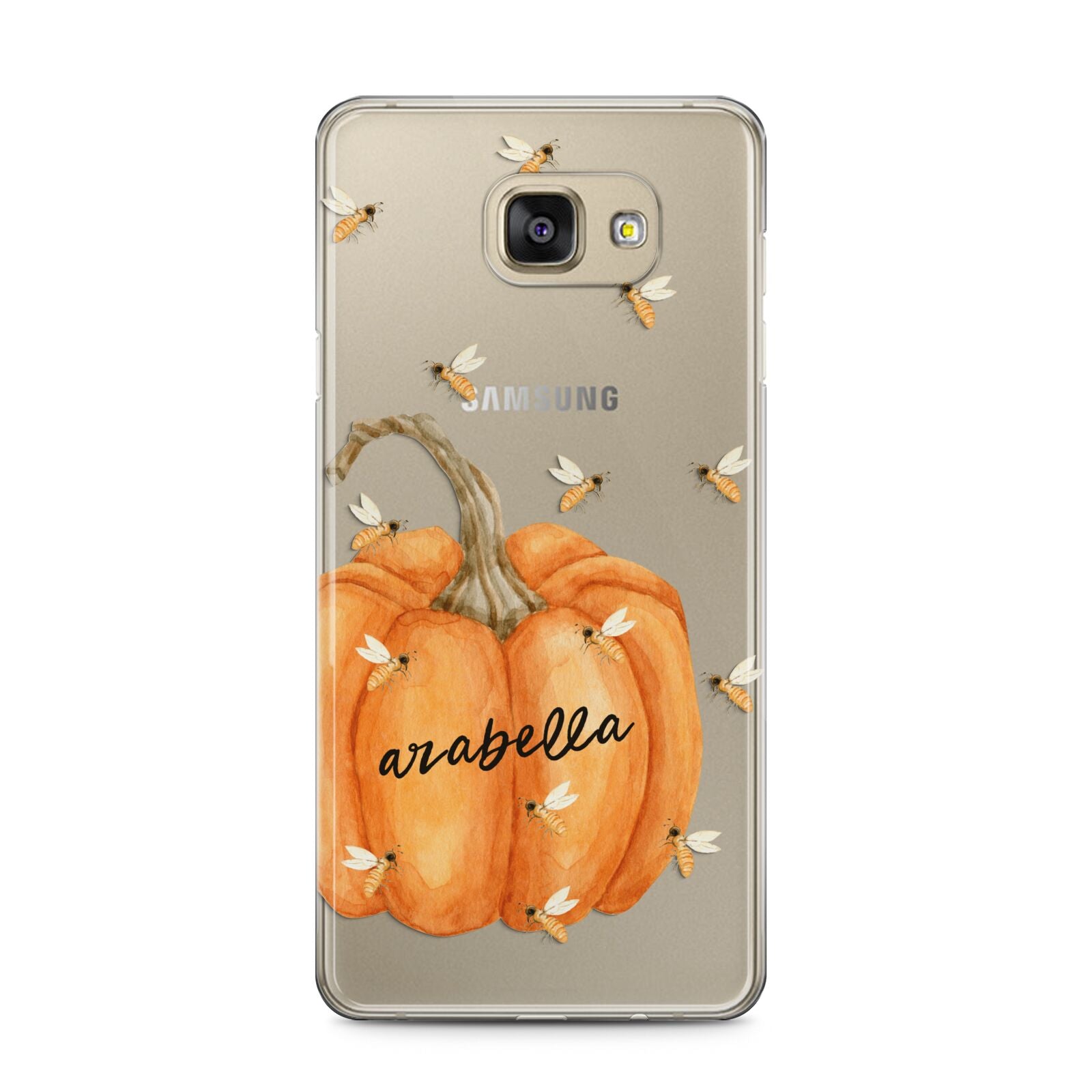 Personalised Pumpkin with Bees Samsung Galaxy A5 2016 Case on gold phone