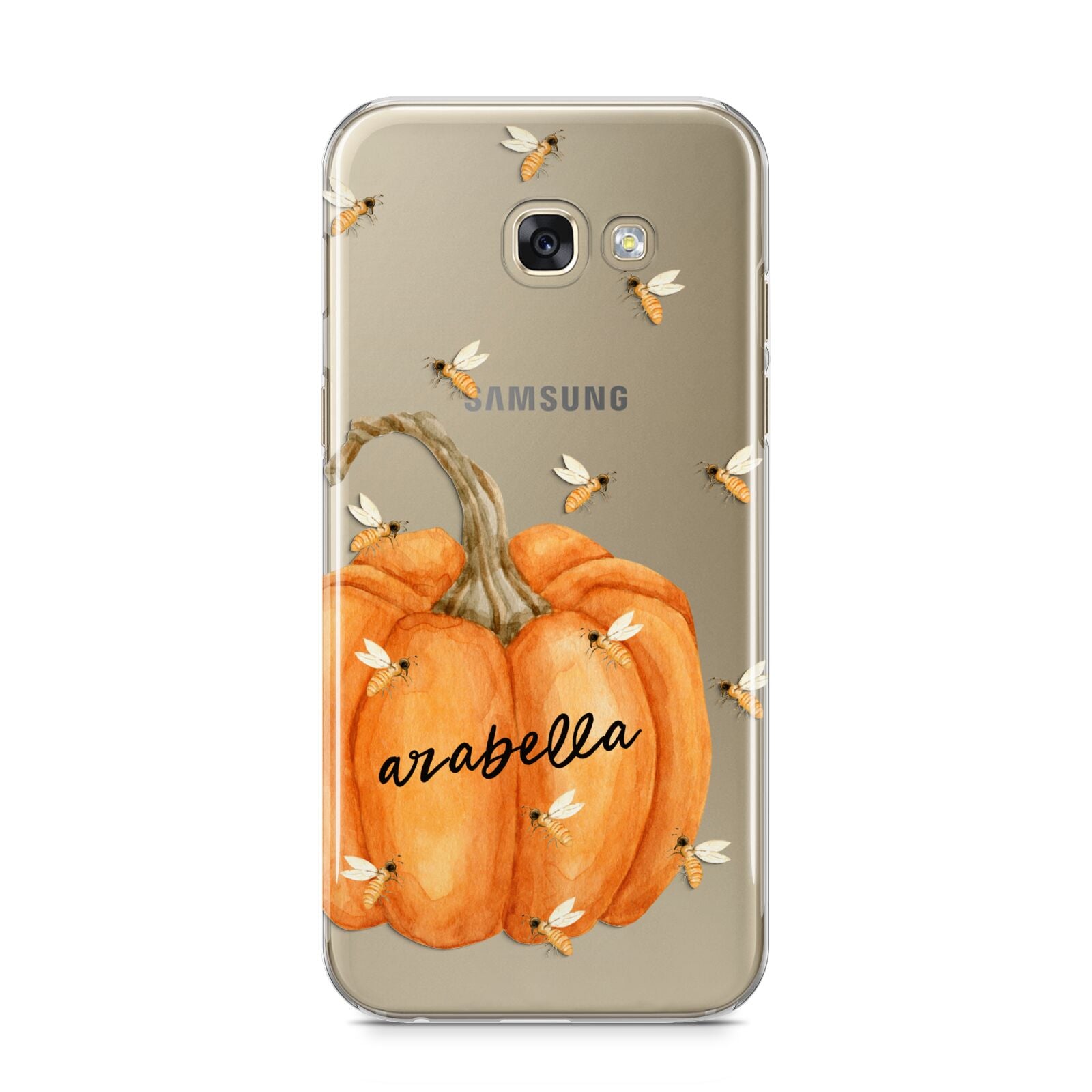 Personalised Pumpkin with Bees Samsung Galaxy A5 2017 Case on gold phone