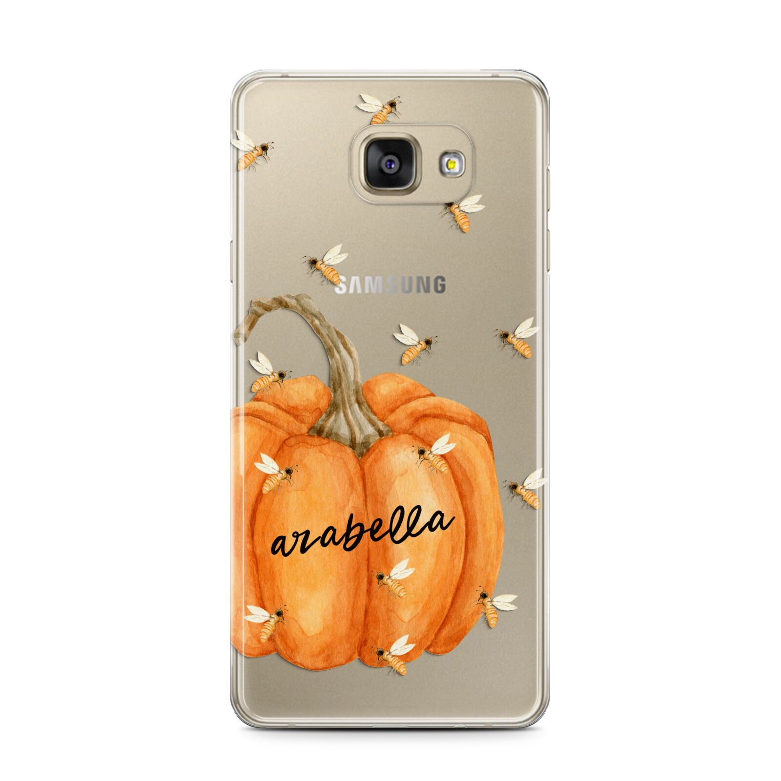 Personalised Pumpkin with Bees Samsung Galaxy A7 2016 Case on gold phone