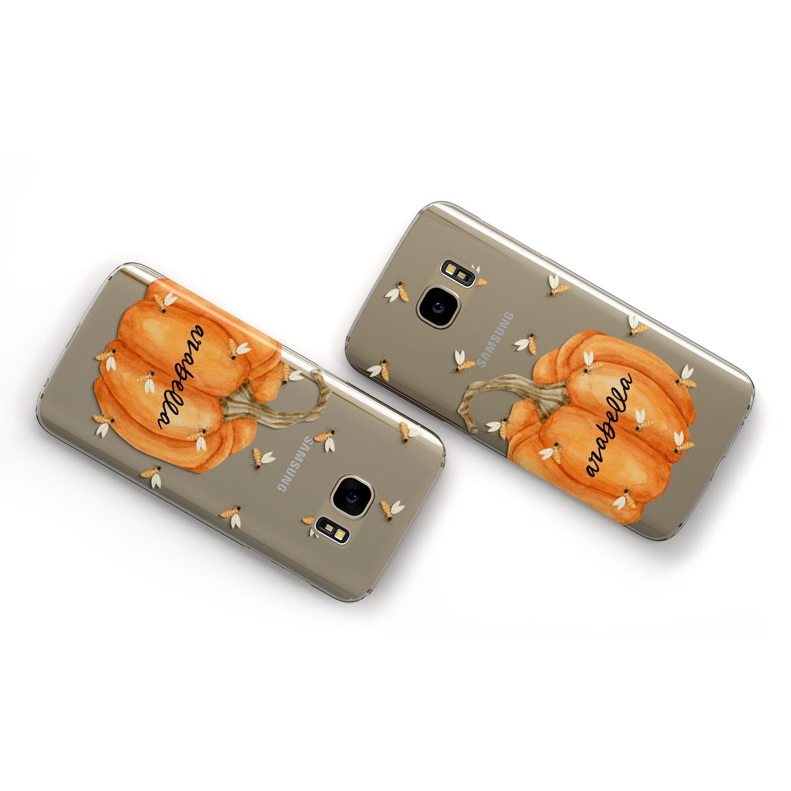 Personalised Pumpkin with Bees Samsung Galaxy Case Flat Overview