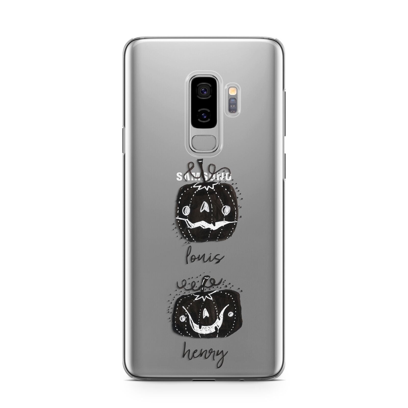 Personalised Pumpkins Samsung Galaxy S9 Plus Case on Silver phone