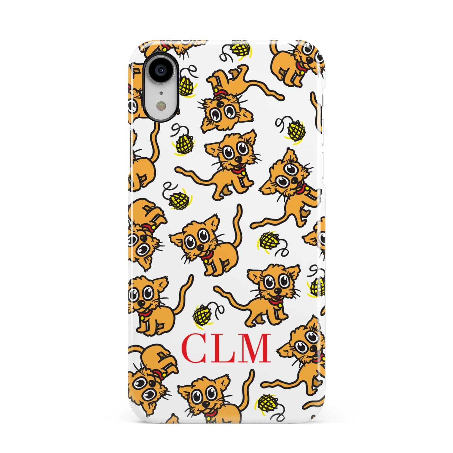 Personalised Puppy Initials Clear Apple iPhone XR White 3D Snap Case