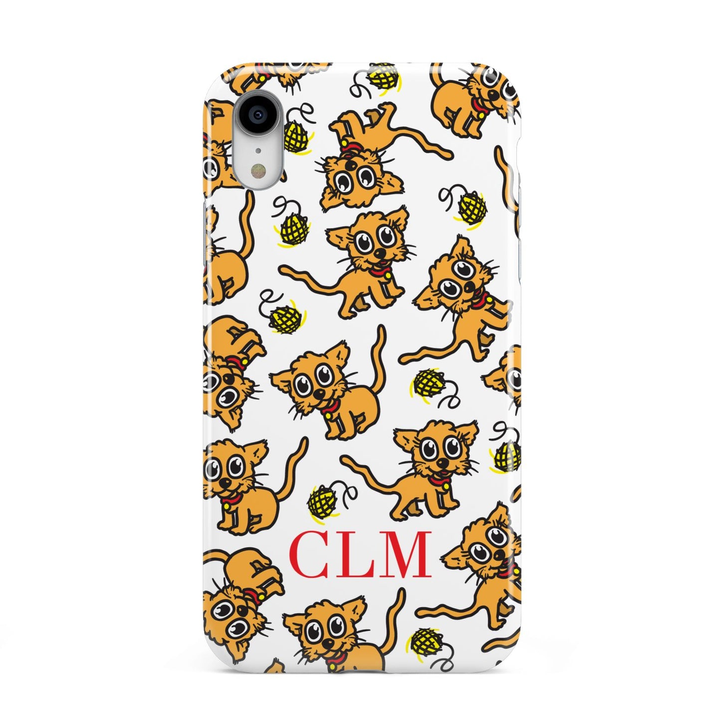 Personalised Puppy Initials Clear Apple iPhone XR White 3D Tough Case